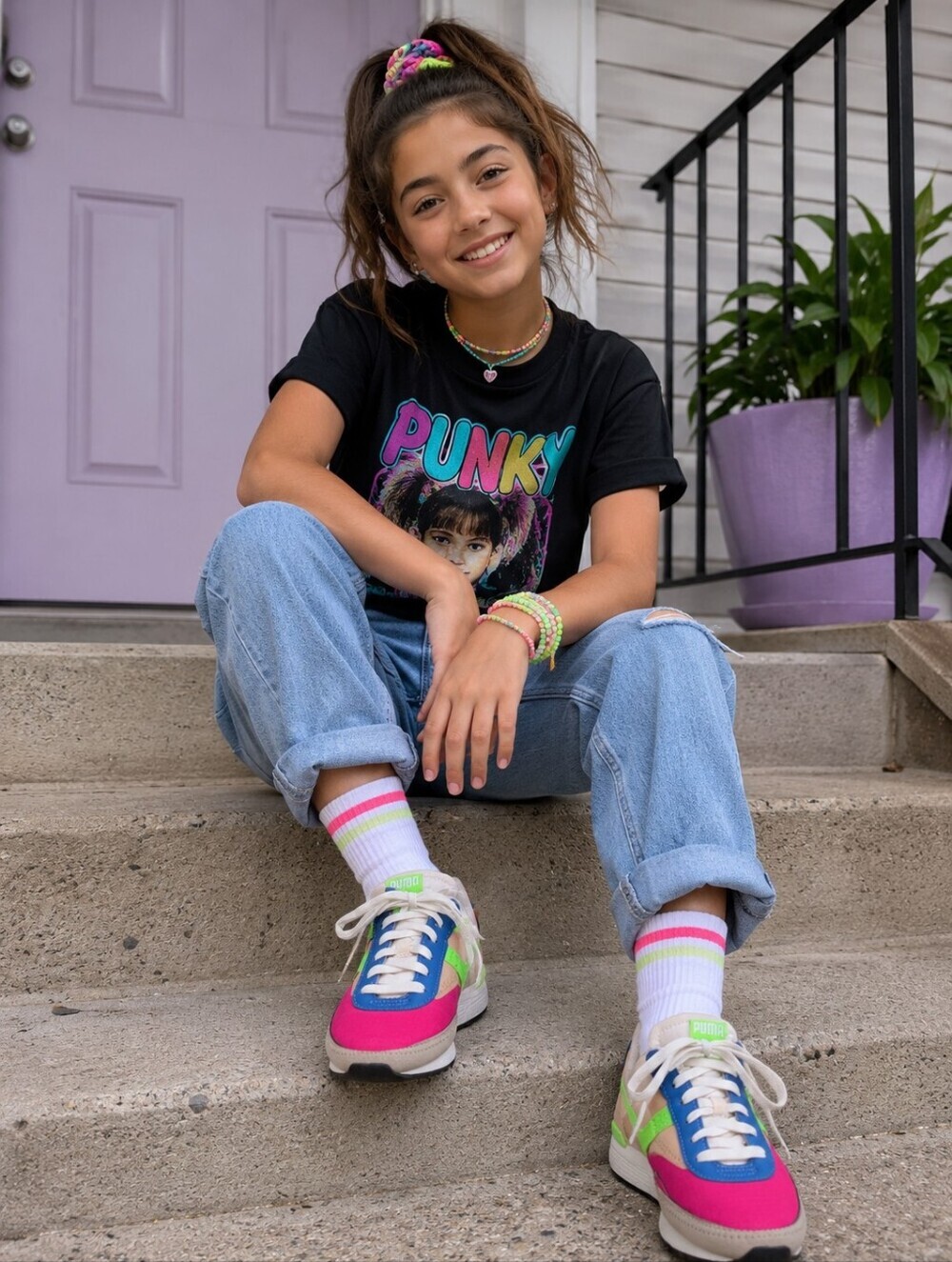 Puma Retro Neon Colorblock Sneakers 80/90s Style Shoes Size: 5.5
